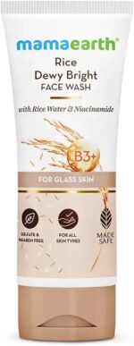 Mamaearth Dewy Bright With Rice Water Niacinamide For Glass Skin Face Wash 100ml - Image 4