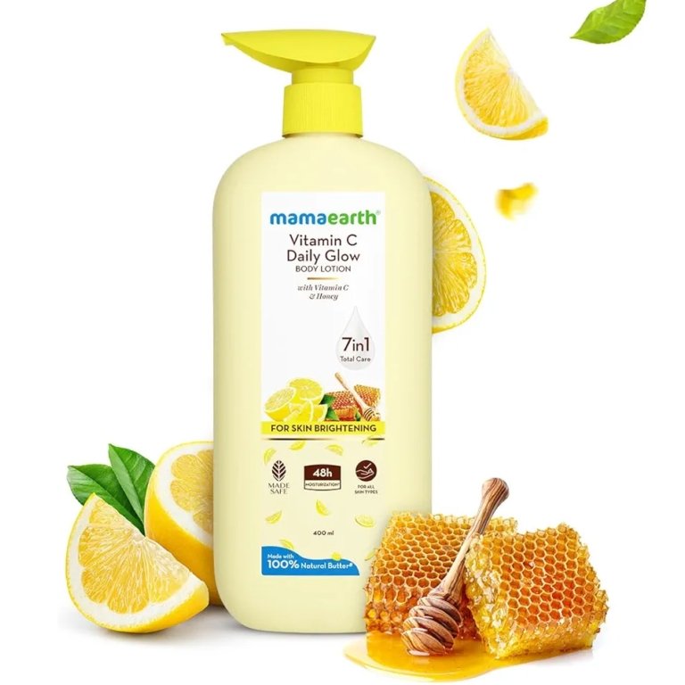 2026/05/1000510004.jpg Mamaearth With Vitamin C Honey Daily Glow 7 in 1 Body Lotion 400ml - Image 1