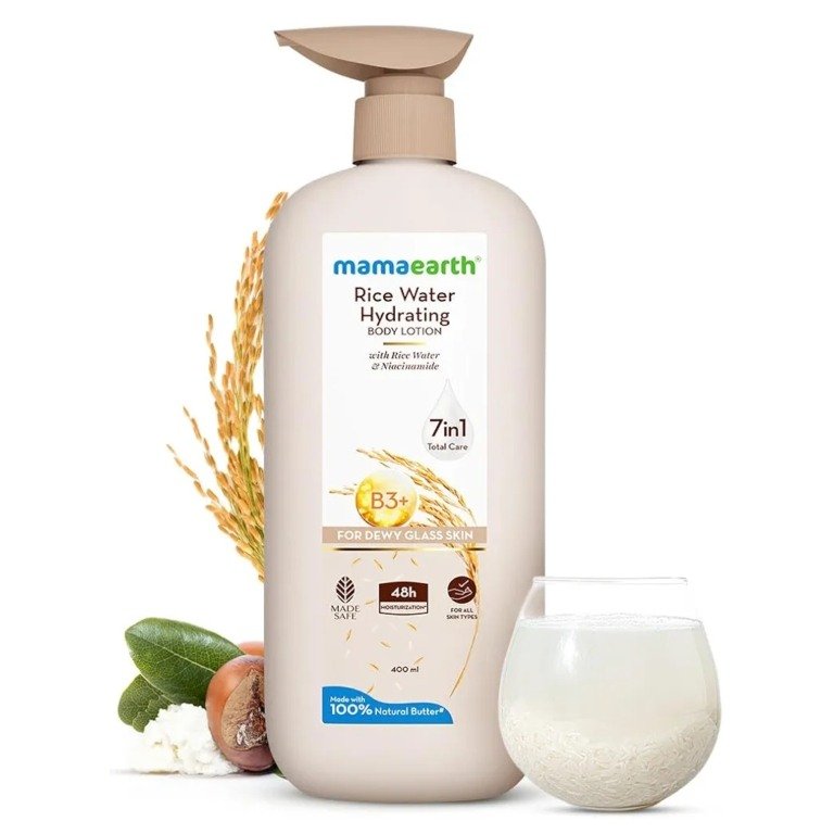 2026/05/1000510016.jpg Mamaearth With Rice Water Niacinamide Hydration 7 in 1 Body Lotion 400ml - Image 1