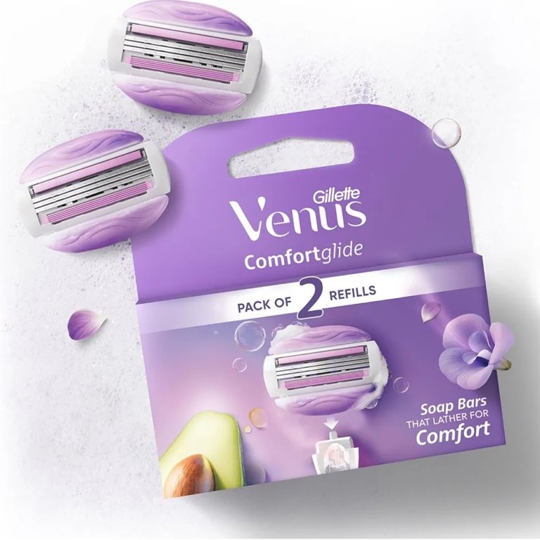 2026/05/1000511330.jpg Gillette Venus Comfort Glide Soap Bar Pack Of 2 Blades For Women - Image 1