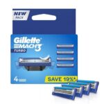 Gillette Mach 3 Turbo Pack Of 4 Razer Blades For Men