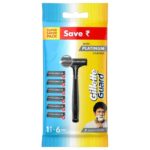 Gillette Guard With Platinum Coating Manual Shaving Razor 6 Blade For Men
