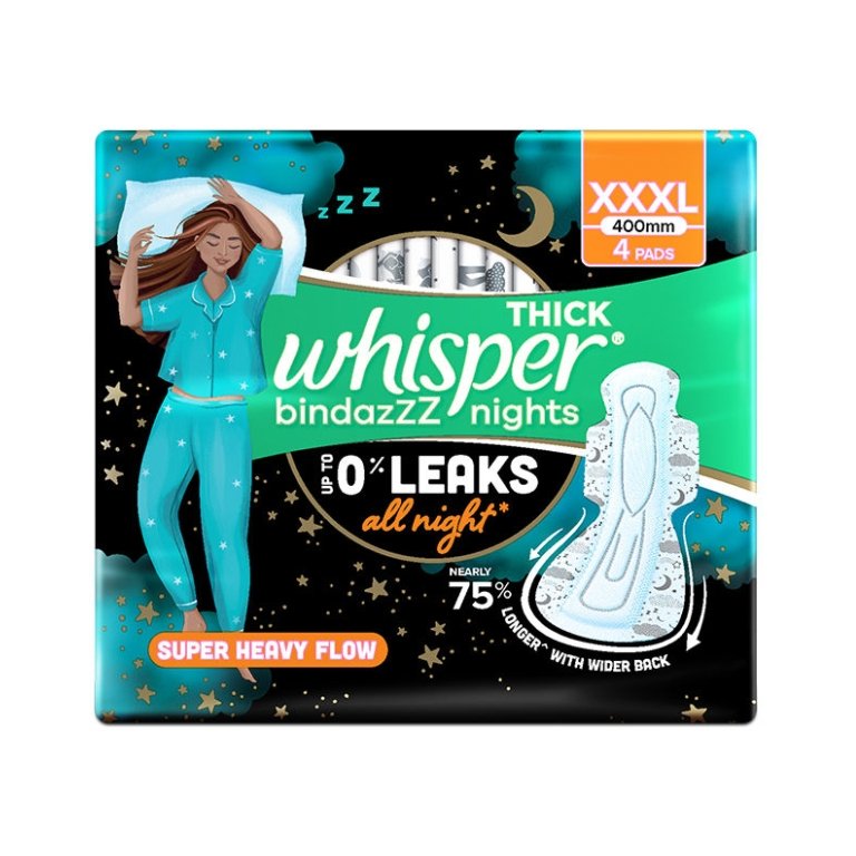 2026/05/1000512410.jpg Whisper Ultra Bindazzz All Nights Sanitary Pads XXXL 4 Pads - Image 1
