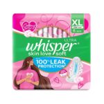 Whisper Ultra Skin Love Soft 100% Leak Protection Sanitary Pads XL 6 Pads