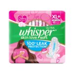 Whisper Ultra Skin Love Soft 100% Leak Protection Sanitary Pads XL+ 15 Pads