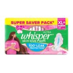 Whisper Ultra Skin Love Soft 100% Leak Protection Sanitary Pads XL+ 30 Pads