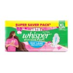 Whisper Ultra Skin Love Soft 100% Leak Protection Sanitary Pads XL 30 Pads